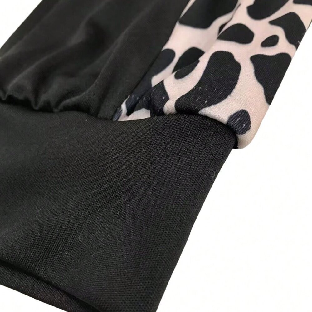 Black Casual Women's Leopard Print Top and Pants Set - Picture 5 of 5